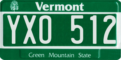 VT license plate YXO512