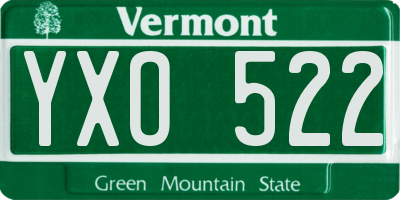 VT license plate YXO522