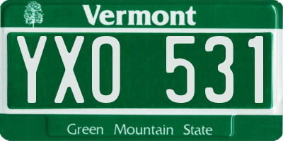 VT license plate YXO531