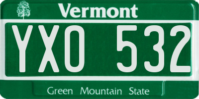 VT license plate YXO532