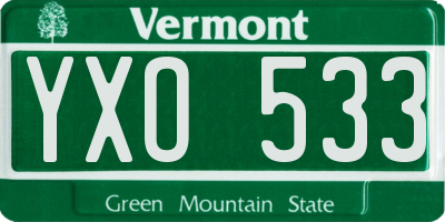 VT license plate YXO533