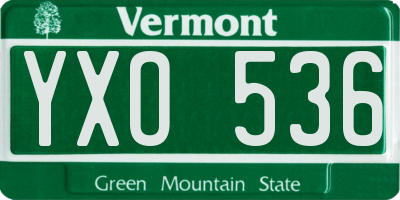 VT license plate YXO536