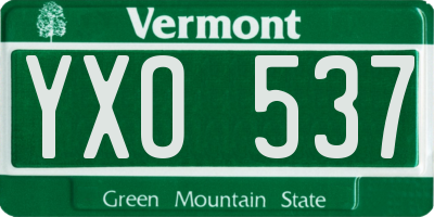 VT license plate YXO537