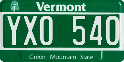 VT license plate YXO540