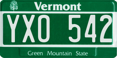 VT license plate YXO542