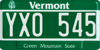VT license plate YXO545