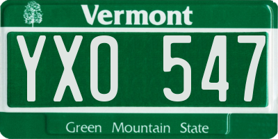 VT license plate YXO547