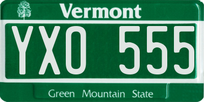 VT license plate YXO555