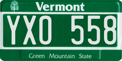VT license plate YXO558