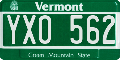 VT license plate YXO562