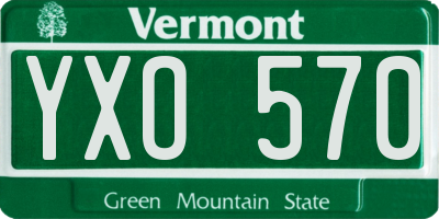 VT license plate YXO570