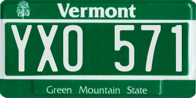 VT license plate YXO571