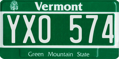 VT license plate YXO574