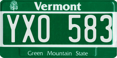VT license plate YXO583