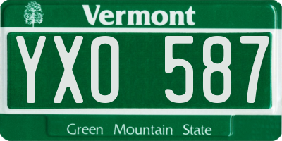 VT license plate YXO587