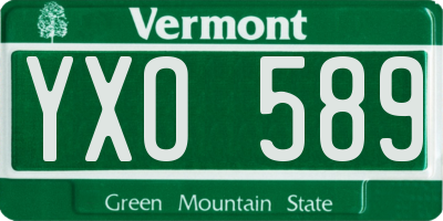 VT license plate YXO589