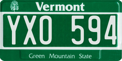 VT license plate YXO594
