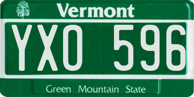 VT license plate YXO596