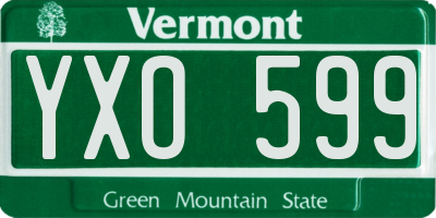 VT license plate YXO599