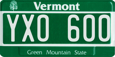 VT license plate YXO600