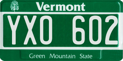 VT license plate YXO602