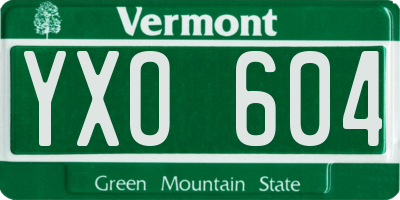 VT license plate YXO604