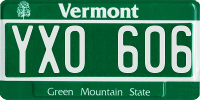 VT license plate YXO606
