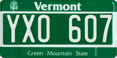 VT license plate YXO607