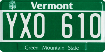 VT license plate YXO610