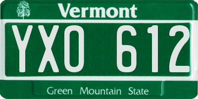 VT license plate YXO612