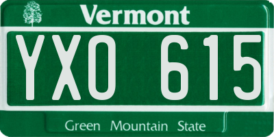 VT license plate YXO615