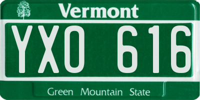 VT license plate YXO616