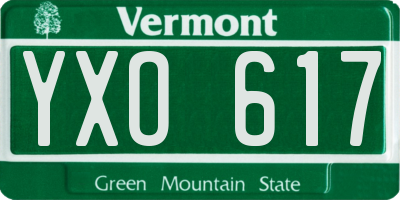 VT license plate YXO617