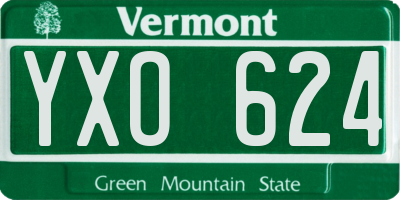 VT license plate YXO624