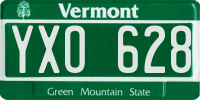 VT license plate YXO628