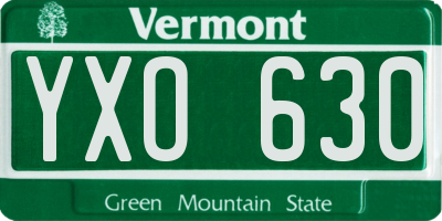 VT license plate YXO630