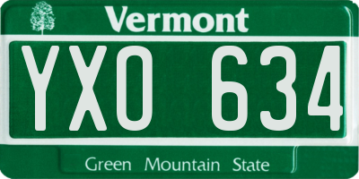 VT license plate YXO634