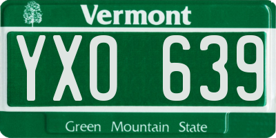 VT license plate YXO639