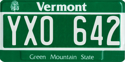 VT license plate YXO642