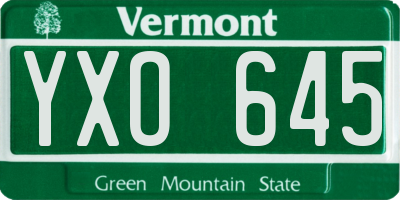VT license plate YXO645