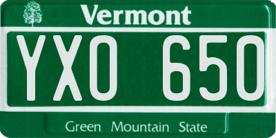 VT license plate YXO650