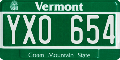 VT license plate YXO654