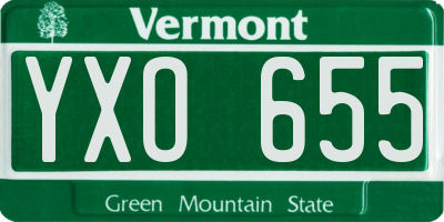 VT license plate YXO655