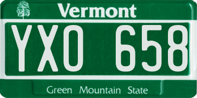 VT license plate YXO658