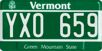 VT license plate YXO659