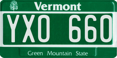VT license plate YXO660