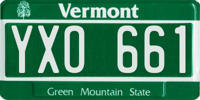 VT license plate YXO661