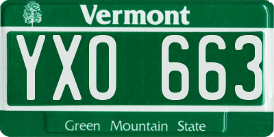 VT license plate YXO663