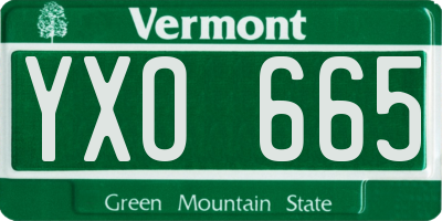VT license plate YXO665