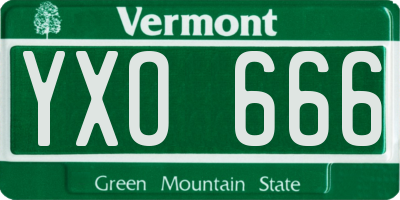 VT license plate YXO666